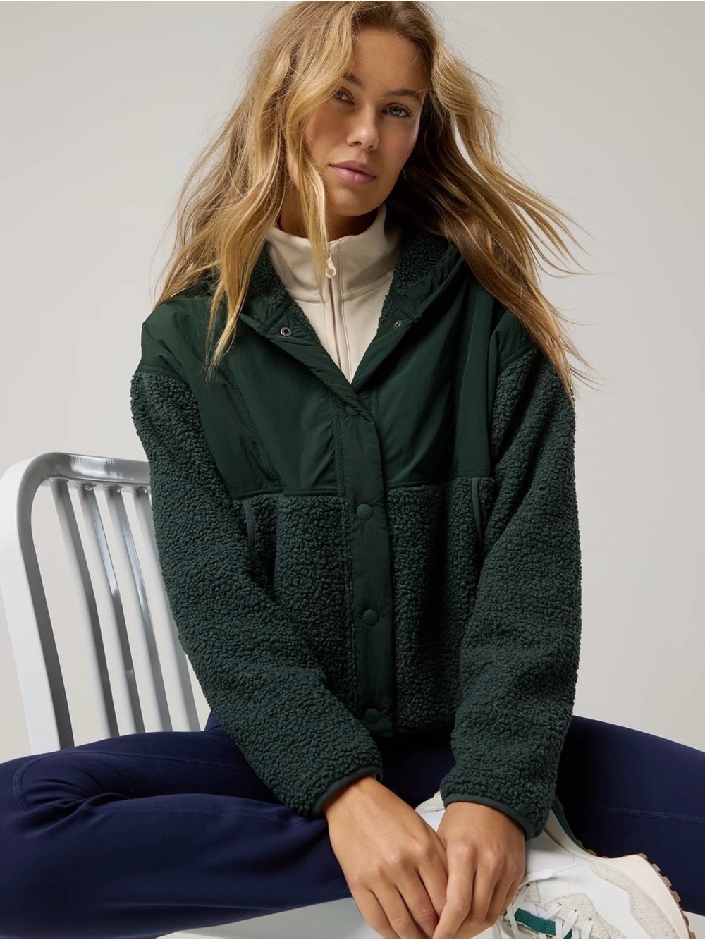 OFFLINE By Aerie Fluff Love Sherpa Jacket in Mystical Green